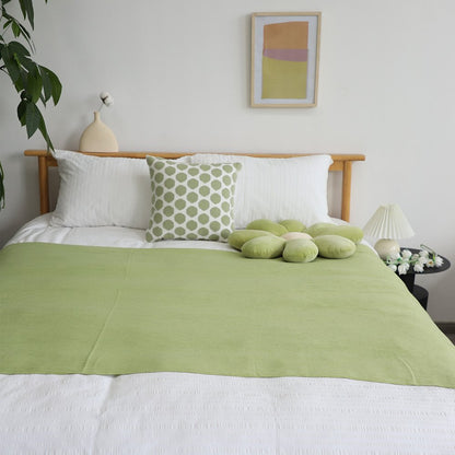50" X 87" Green Acrylic Knitted Throw Blanket with Fringe