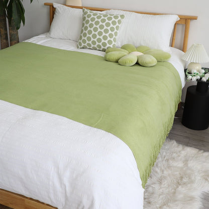50" X 87" Green Acrylic Knitted Throw Blanket with Fringe