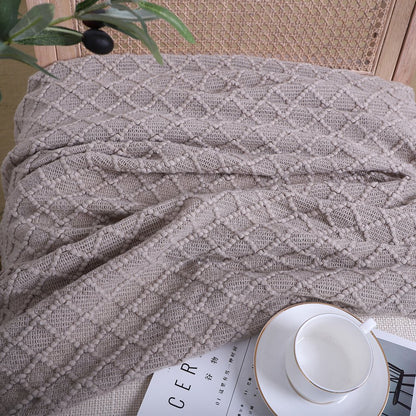 50" X 67" Green Flannel Knitted Geometric Throw Blanket