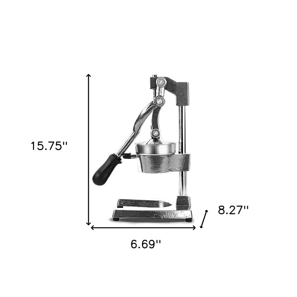 7" Black And Silver Stainless Steel Manual Juicer