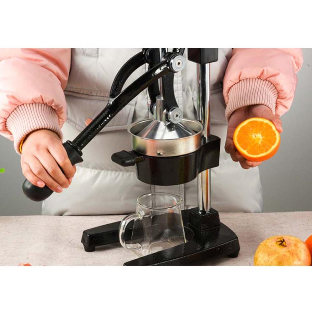7" Black And Silver Stainless Steel Manual Juicer