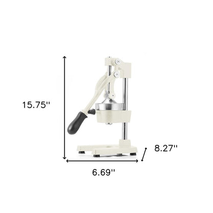 7" White Black And Silver Stainless Steel Manual Juicer