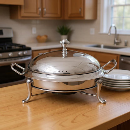 11" Silver Stainless Steel Chafing Dish With Stand