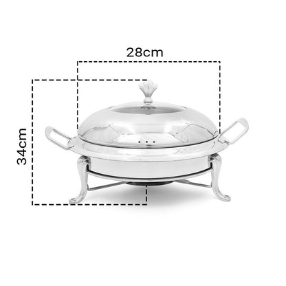 11" Silver Stainless Steel Chafing Dish With Stand