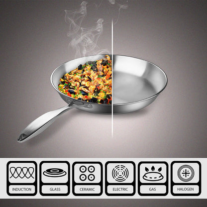 9" Silver Stainless Steel Frying Pan