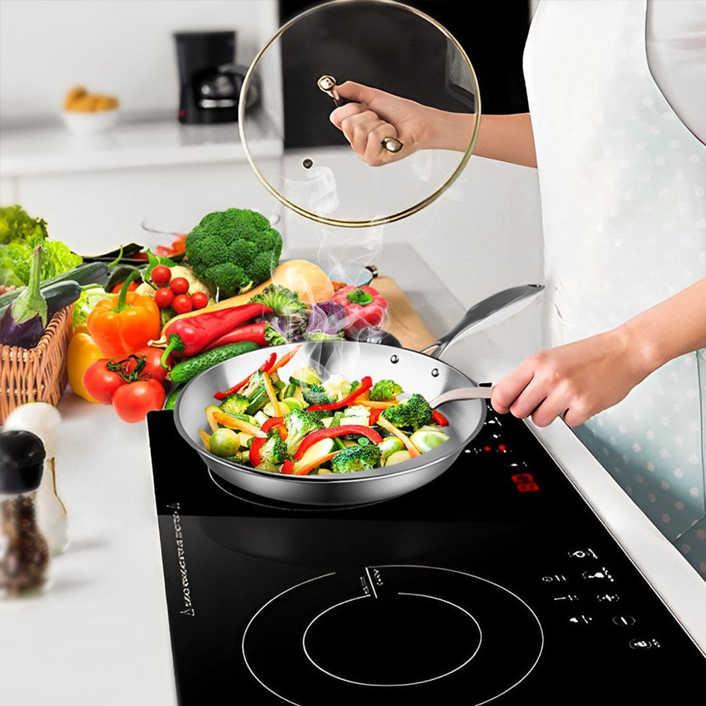 9" Silver Stainless Steel Frying Pan