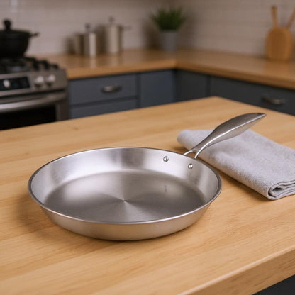9" Silver Stainless Steel Frying Pan
