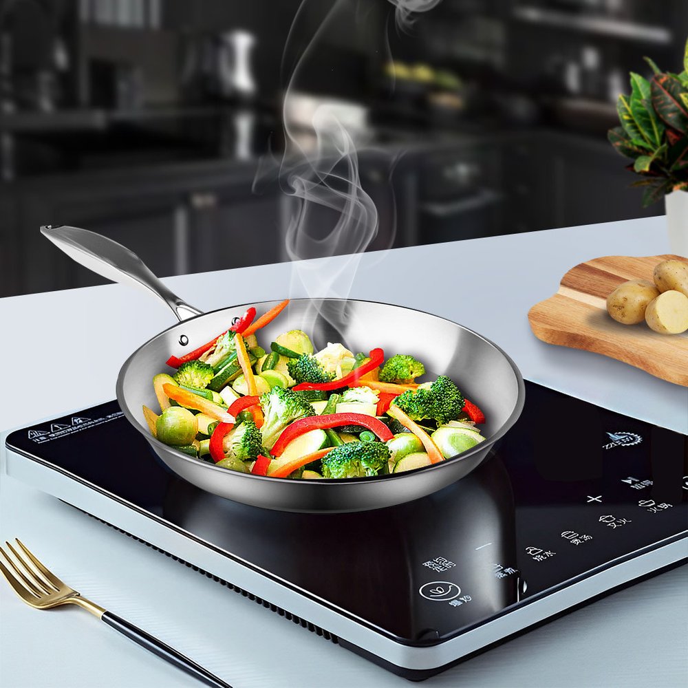 9" Silver Stainless Steel Frying Pan