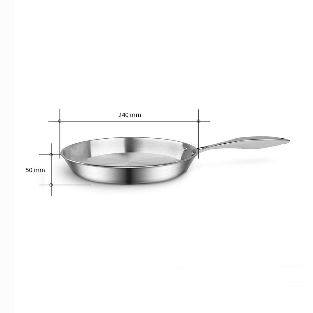 9" Silver Stainless Steel Frying Pan