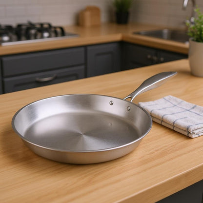 10" Silver Stainless Steel Frying Pan