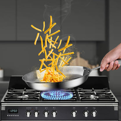 10" Silver Stainless Steel Frying Pan