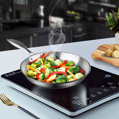 12" Silver Stainless Steel Frying Pan