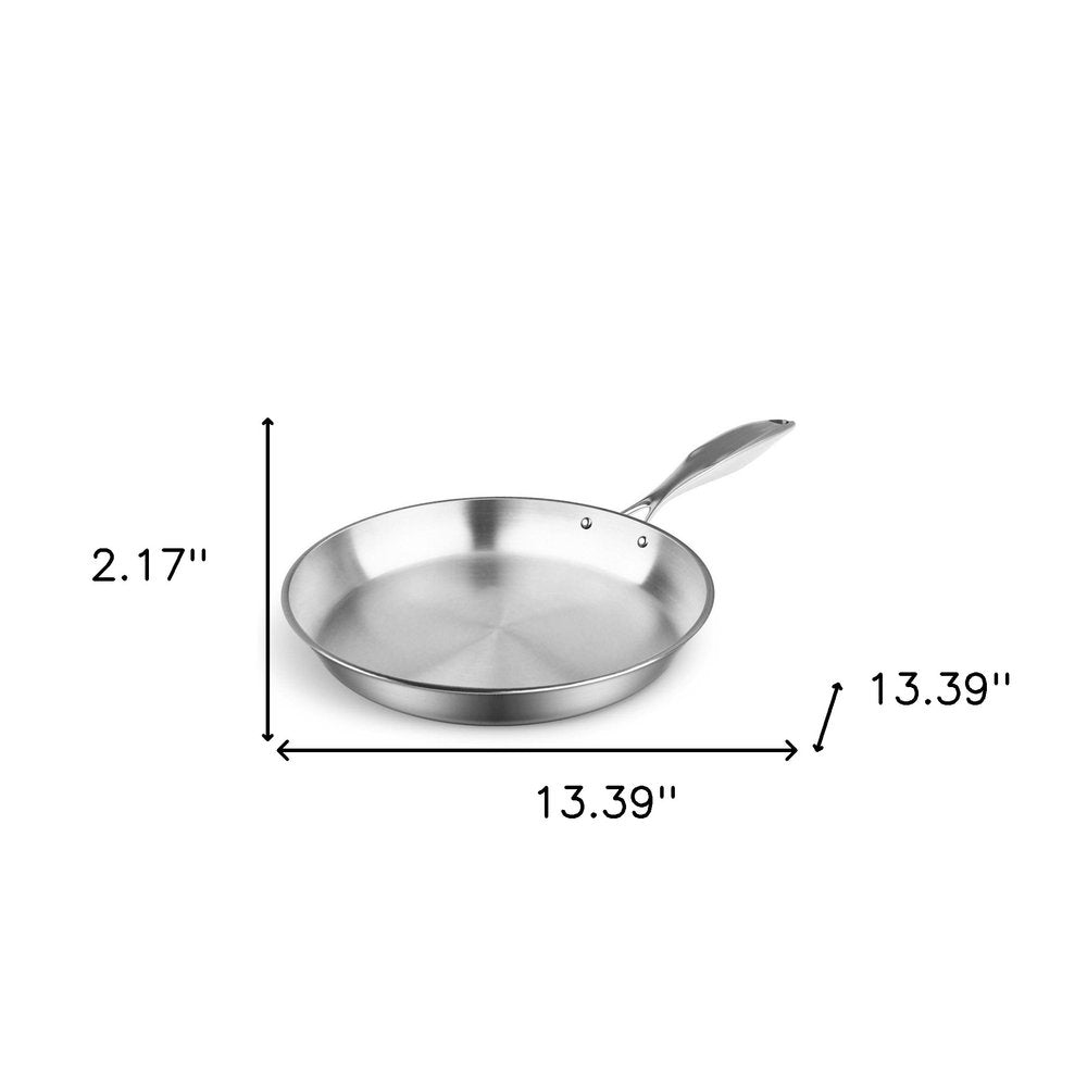 13" Silver Stainless Steel Frying Pan