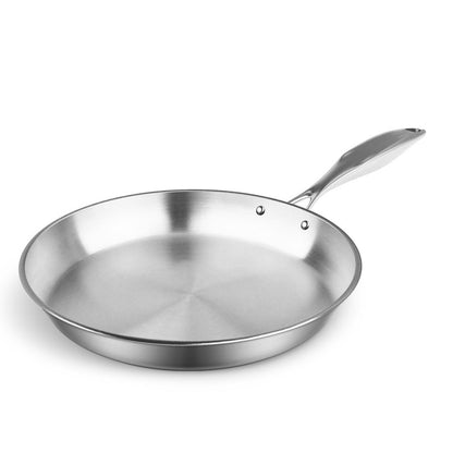 13" Silver Stainless Steel Frying Pan