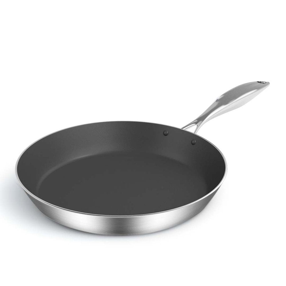 9" Black And Silver Stainless Steel Frying Pan