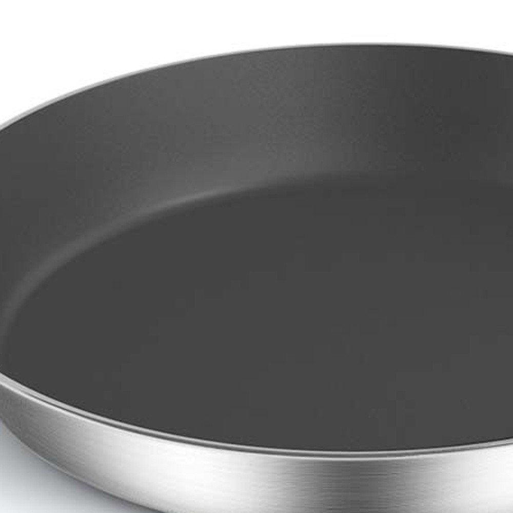 9" Black And Silver Stainless Steel Frying Pan