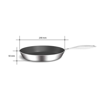 9" Black And Silver Stainless Steel Frying Pan