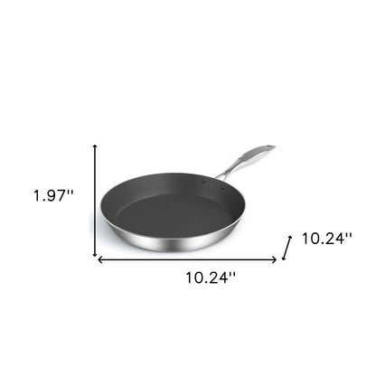 10" Black And Silver Stainless Steel Frying Pan