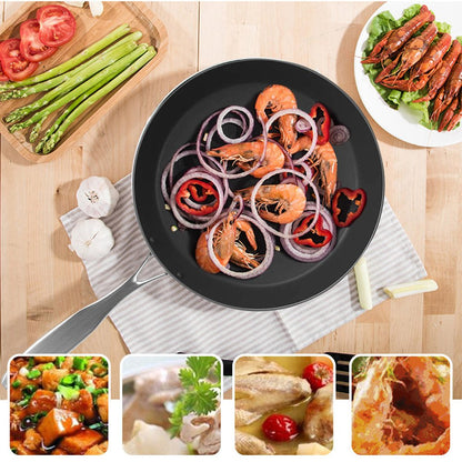 10" Black And Silver Stainless Steel Frying Pan