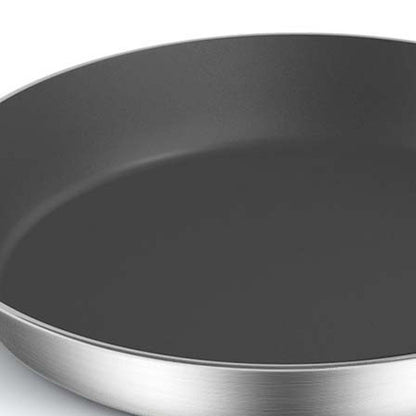 13" Black And Silver Stainless Steel Frying Pan