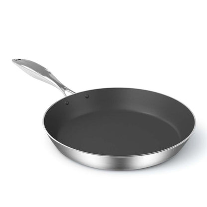 14" Black And Silver Stainless Steel Frying Pan