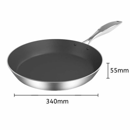 14" Black And Silver Stainless Steel Frying Pan