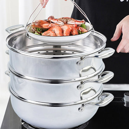 13" Silver Stainless Steel Food Steamer