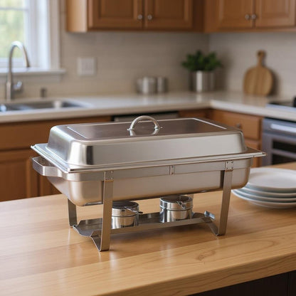 9" Silver Stainless Steel Chafing Dish With Stand