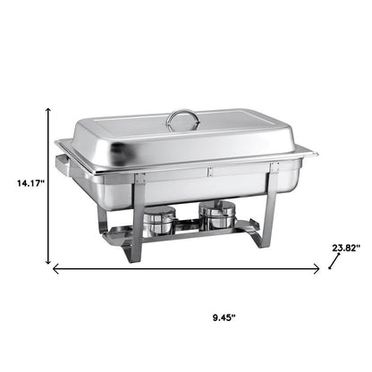 9" Silver Stainless Steel Chafing Dish With Stand