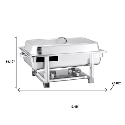 9" Silver Stainless Steel Chafing Dish With Stand