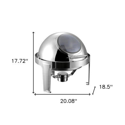 20" Silver Stainless Steel Chafing Dish With Stand