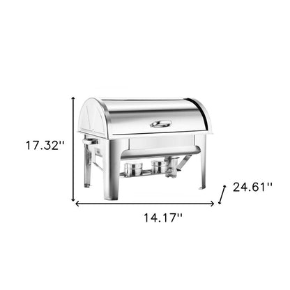 14" Silver Stainless Steel Chafing Dish With Stand