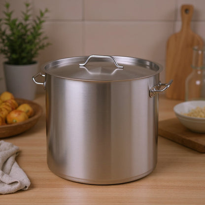 11" Silver Stainless Steel Stock Pot