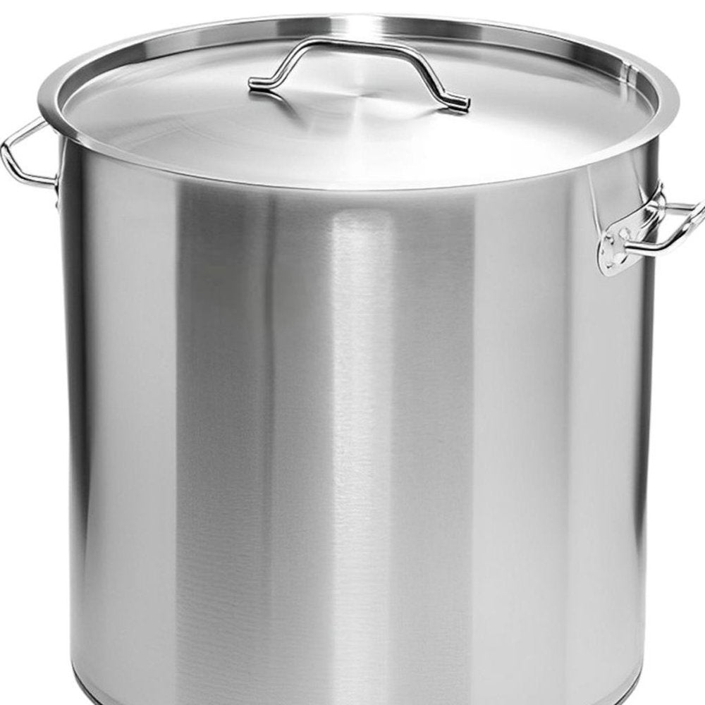 11" Silver Stainless Steel Stock Pot