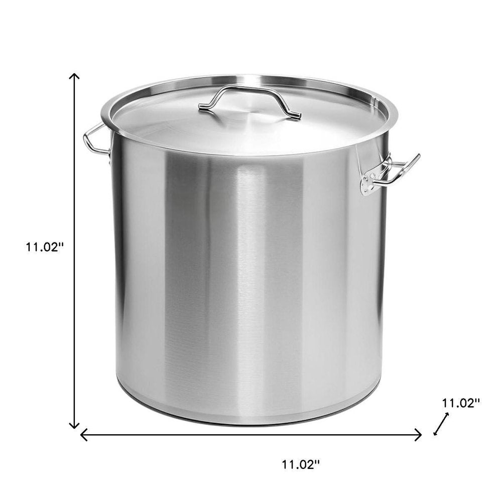 11" Silver Stainless Steel Stock Pot