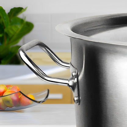 14" Silver Stainless Steel Stock Pot