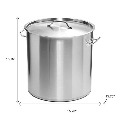 16" Silver Stainless Steel Stock Pot