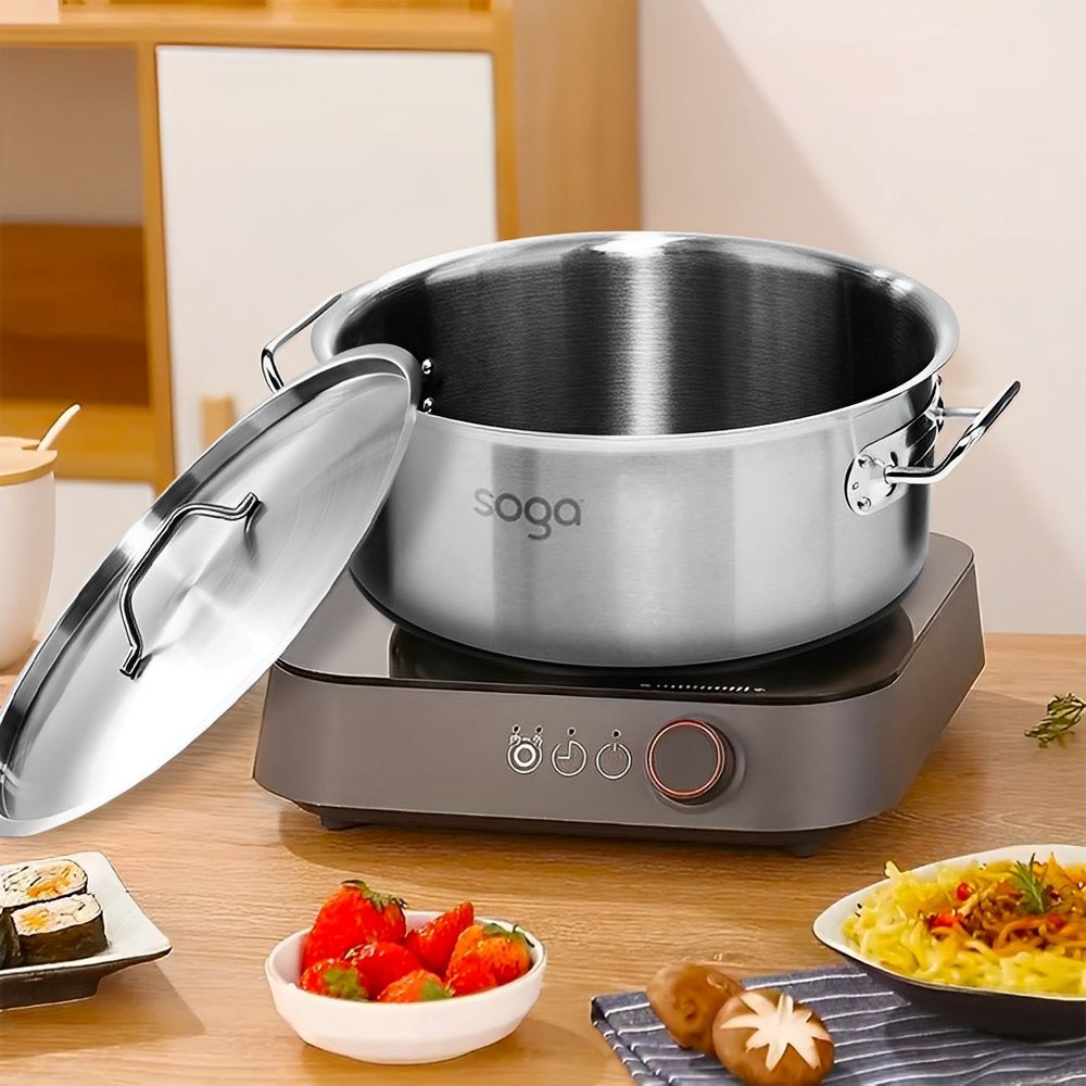 10" Silver Stainless Steel Stock Pot