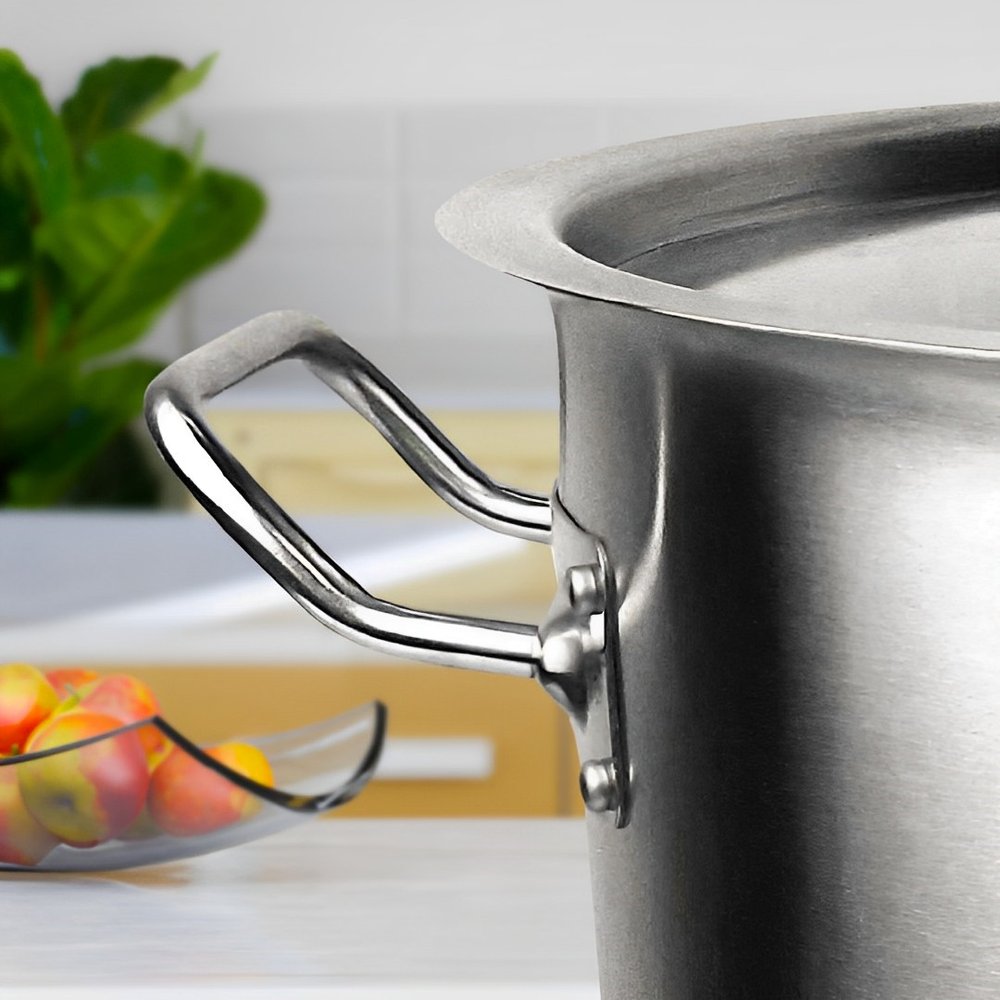 10" Silver Stainless Steel Stock Pot