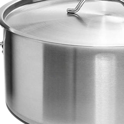 16" Silver Stainless Steel Stock Pot