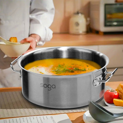 16" Silver Stainless Steel Stock Pot