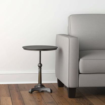 30" Brown Iron Round Pedestal End Table