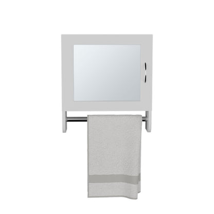 18" White Wood, Metal Floating Bathroom Vanity And Medicine Cabinet With Mirror