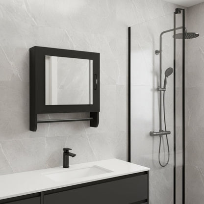18" Black Wood, Metal Floating Bathroom Vanity And Medicine Cabinet With Mirror
