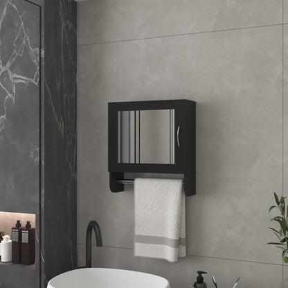 18" Black Wood, Metal Floating Bathroom Vanity And Medicine Cabinet With Mirror