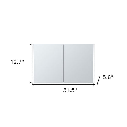 32" White Wood Wall Mounted Double Door Medicine Cabinet