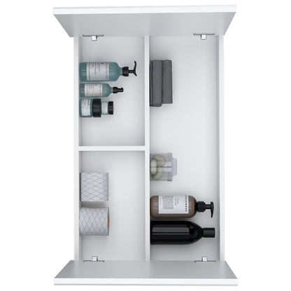 32" White Wood Wall Mounted Double Door Medicine Cabinet
