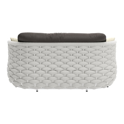 64" Gray and Black Olefin Curved Loveseat