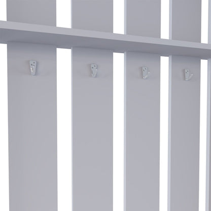 68" Gray Wood Four Hook Coat And Shoe Rack