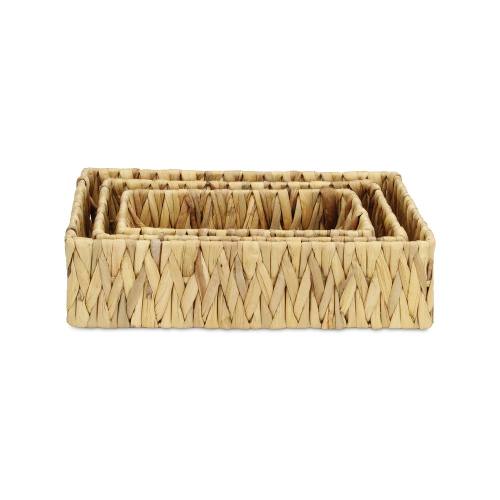 Set of Three Natural Water Hyacinth Baskets